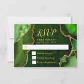 Green and Gold Agate Marble RSVP Kaartje (Voorkant)