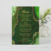 Green and Gold Agate Marble Wedding Menu (Staand voorkant)