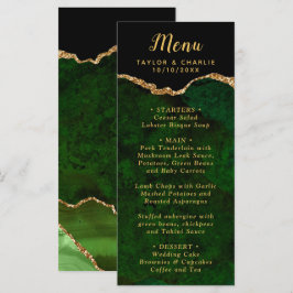 Green and Gold Agate Marble Wedding Menu
