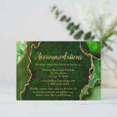 Green and Gold Agate Wedding Accommodations Informatiekaartje (Staand voorkant)