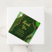 Green and Gold Agate Wedding Bedankt Bedankjes Labels (In situ)