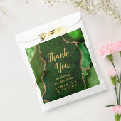 Green and Gold Agate Wedding Bedankt Bedankzakje (Gezegeld)