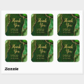 Green and Gold Agate Wedding Bedankt Vierkante Sticker (Vel)