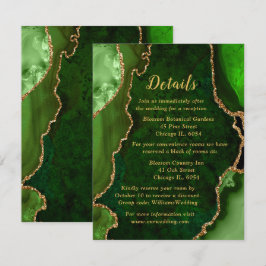 Green and Gold Agate Wedding Details Informatiekaartje