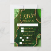 Green and Gold Agate Wedding Meal Choice RSVP Kaartje (Voorkant)