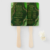 Green and Gold Agate Wedding Program Handwaaier (Voorkant en achterkant)