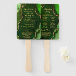 Green and Gold Agate Wedding Program Handwaaier