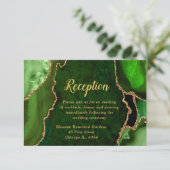 Green and Gold Agate Wedding Reception Informatiekaartje (Staand voorkant)