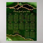 Green and Gold Agate Wedding Seating Chart Poster (Voorkant)
