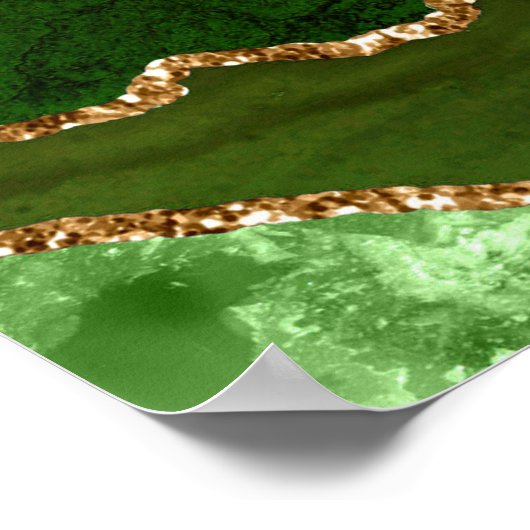 Green and Gold Agate Wedding Seating Chart Poster (Hoek)