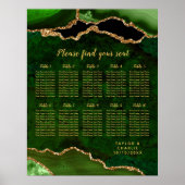 Green and Gold Agate Wedding Seating Chart Poster (Voorkant)
