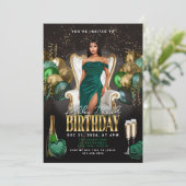 Green and Gold Balloons Royal Birthday Invitation Kaart (Staand voorkant)