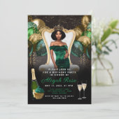 Green and Gold Balloons Royal Birthday Invitation Kaart (Staand voorkant)