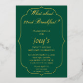 Green and Gold Breakfast Birthday Invitations Folie Uitnodiging (Voorkant)