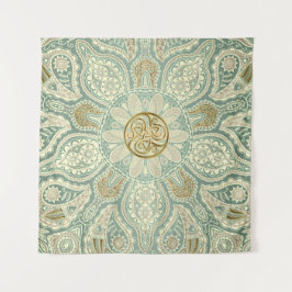 Green and Gold Celtic TrisŪMandala Tapestry Wandkleed