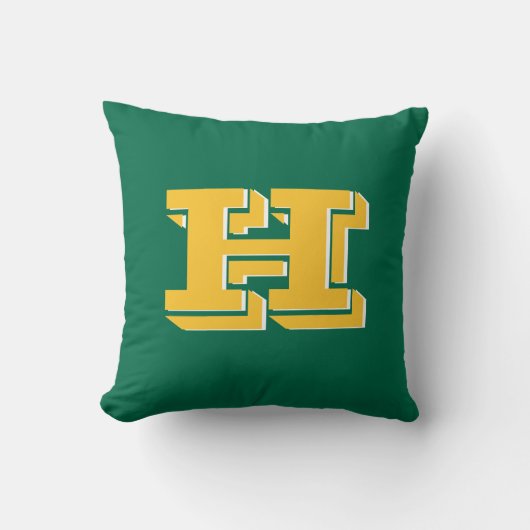 Green and Gold College Style Initial Monogram Kussen (Voorkant)