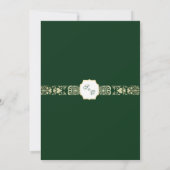 Green and Gold Damask Wedding Invitation Kaart (Achterkant)