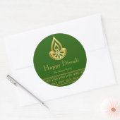 Green and Gold Diwali Party Favor Ronde Sticker (Envelop)
