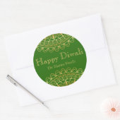 Green and Gold Diwali Party Favor Ronde Sticker (Envelop)