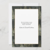 Green and Gold Evergreen Trees Winter Wonderland Feestdagenkaart (Achterkant)