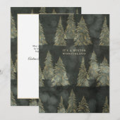 Green and Gold Evergreen Trees Winter Wonderland Feestdagenkaart (Voorkant / Achterkant)