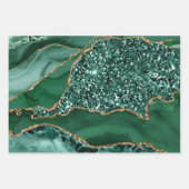 Green and Gold Faux Glitter Agate Inpakpapier Vel (Voorkant 2)