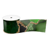 Green and Gold Faux Glitter Agate Satijnen Lint (Spoel)
