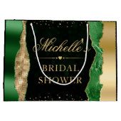 Green and Gold Glam Tears Bokeh Vrijgezellenfeest Groot Cadeauzakje (Achterkant)