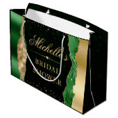 Green and Gold Glam Tears Bokeh Vrijgezellenfeest Groot Cadeauzakje (Achterkant Gekanteld)