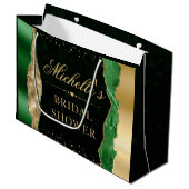 Green and Gold Glam Tears Bokeh Vrijgezellenfeest Groot Cadeauzakje (Voorkant Gekanteld)