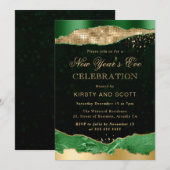 Green and Gold Glam Tears Nieuwjaar Kaart (Voorkant / Achterkant)