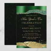 Green and Gold Glam Tears Nieuwjaar Kaart (Voorkant / Achterkant)