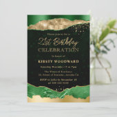 Green and Gold Glam Tears Verjaardagsfeest Kaart (Staand voorkant)