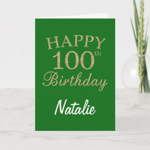 Green and Gold Glitter 100ste Verjaardag Kaart