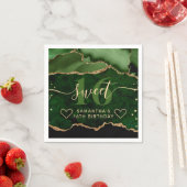 Green and Gold Glitter Agate Marble Sweet 16 Servet (Insitu)