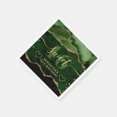 Green and Gold Glitter Agate Marble Sweet 16 Servet (Hoek)