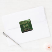 Green and Gold Glitter Agate Marble Sweet 16 Vierkante Sticker (Envelop)