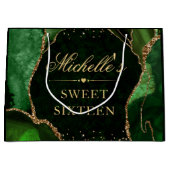 Green and Gold Glitter Marble Agate Sweet 16 Groot Cadeauzakje (Voorkant)
