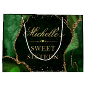 Green and Gold Glitter Marble Agate Sweet 16 Groot Cadeauzakje (Achterkant)