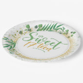 Green and Gold Glitter Sweet 17th Birthday Party Papieren Bordje (Gekanteld)