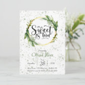 Green and Gold Glitter Sweet 18th Birthday Party Kaart (Staand voorkant)