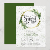 Green and Gold Glitter Sweet 18th Birthday Party Kaart (Voorkant / Achterkant)