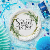 Green and Gold Glitter Sweet 18th Birthday Party Papieren Bordje (Feest)