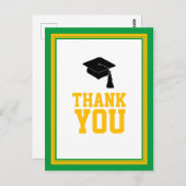 Green and Gold Graduation Party Hartelijk dank Briefkaart (Voorkant / Achterkant)