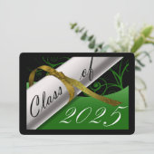 Green and Gold Graduation Party Kaart (Staand voorkant)