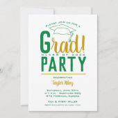 Green and Gold Graduation Party Kaart (Voorkant)