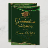 Green and Gold Graduation Party Kaart (Voorkant / Achterkant)