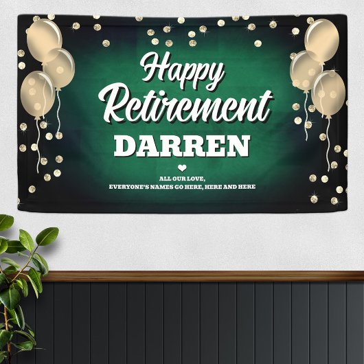 Green and Gold Happy Retirement Spandoek