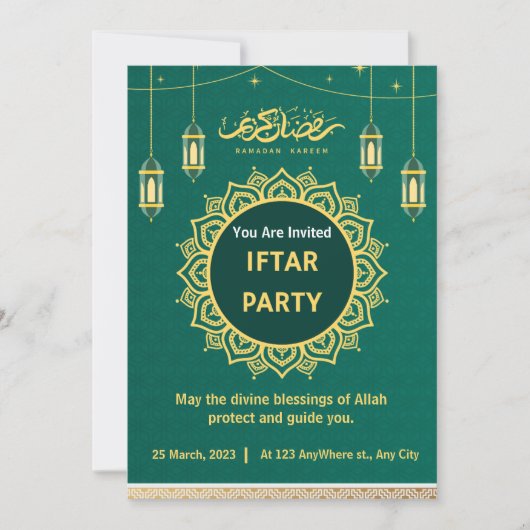 Green and Gold Islamic Pattern Kaart (Voorkant)