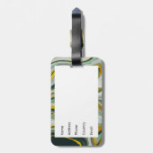 Green and Gold Kintsugi Agate Marble Abstract Bagagelabel (Achterkant verticaal)